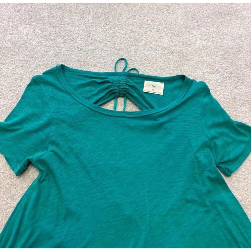 T.La Anthropologie Blouse Green Women's Size XS Short Sleeve - Picture 6 of 11